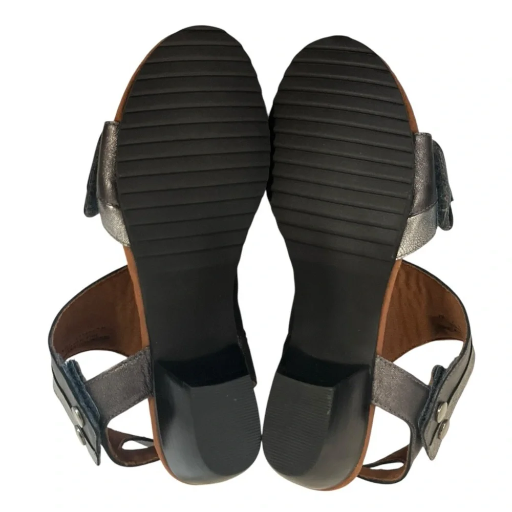 WALKING‎ CRADLES | Calista Pewter Gunmetal Ankle Wrap Sandals 7.5